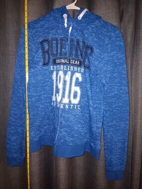 Blue 84 Womens Large Royal Blue Zip-Up Hoodie with Boeing 1916 Graphic